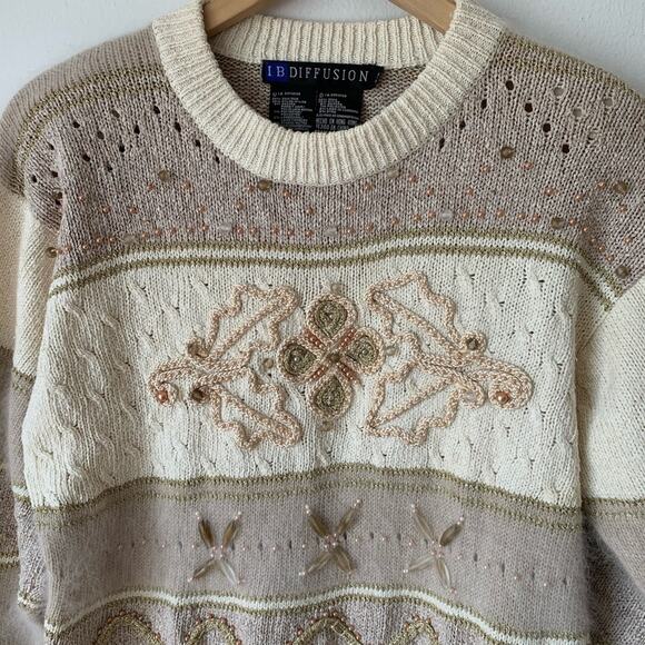 Vintage IB Diffusion Embellished Silk Sweater Women's S - Picture 3 of 8